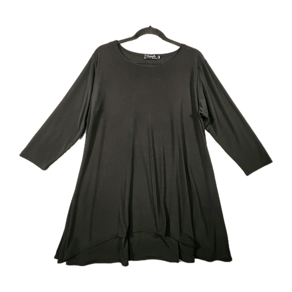 Sympli Tunic Top Womens‎ 16 Black Quiet Luxury Minimalist Travel Jersey Capsule